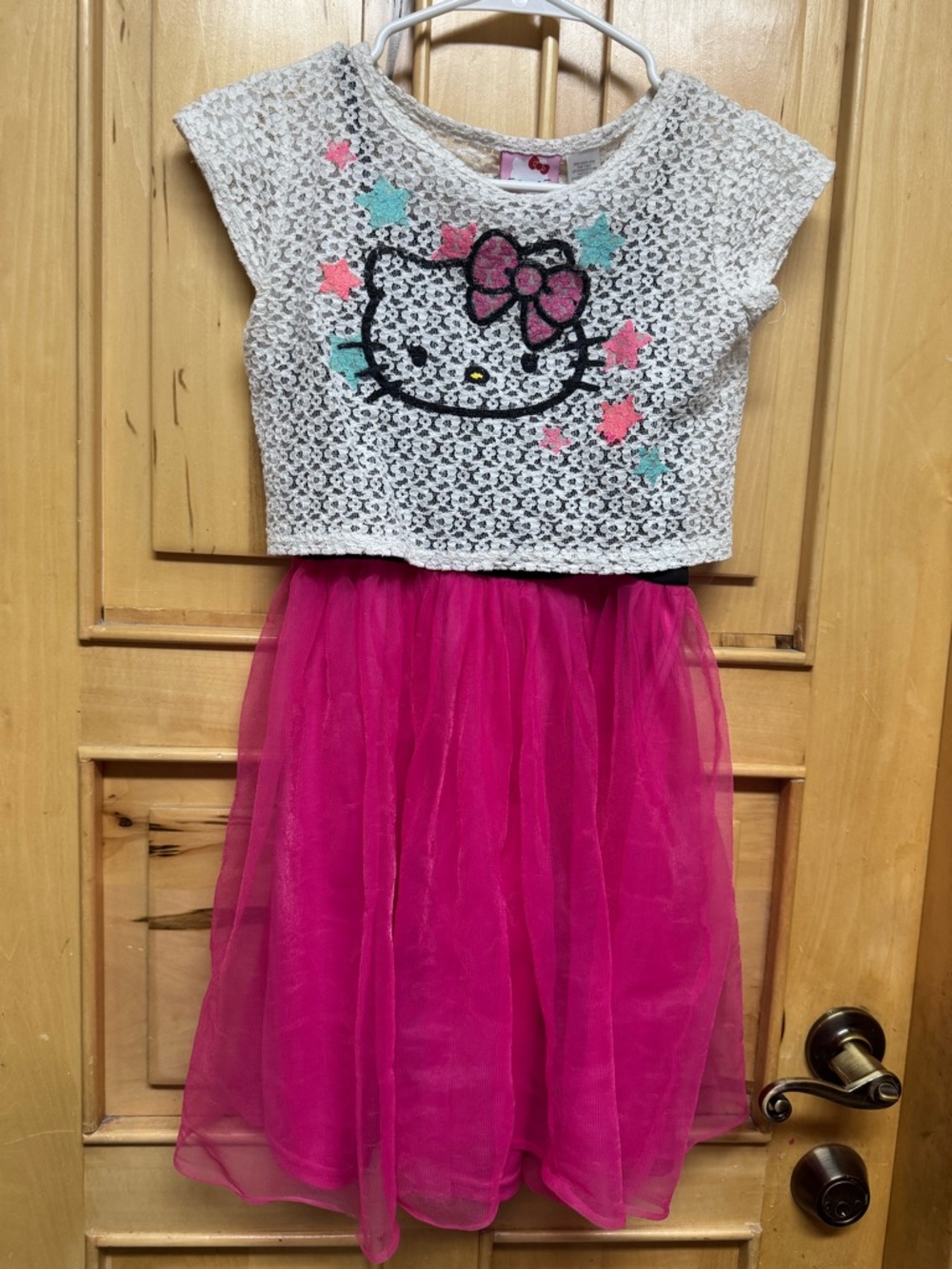 Hello Kitty White Crochet Lace Top with Pink